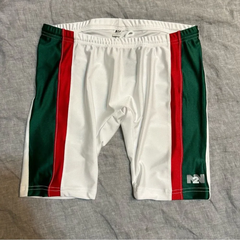 N2N Bodywear Striped Italy Mexico Flag Biker Boxer Shorts Size Large NWT